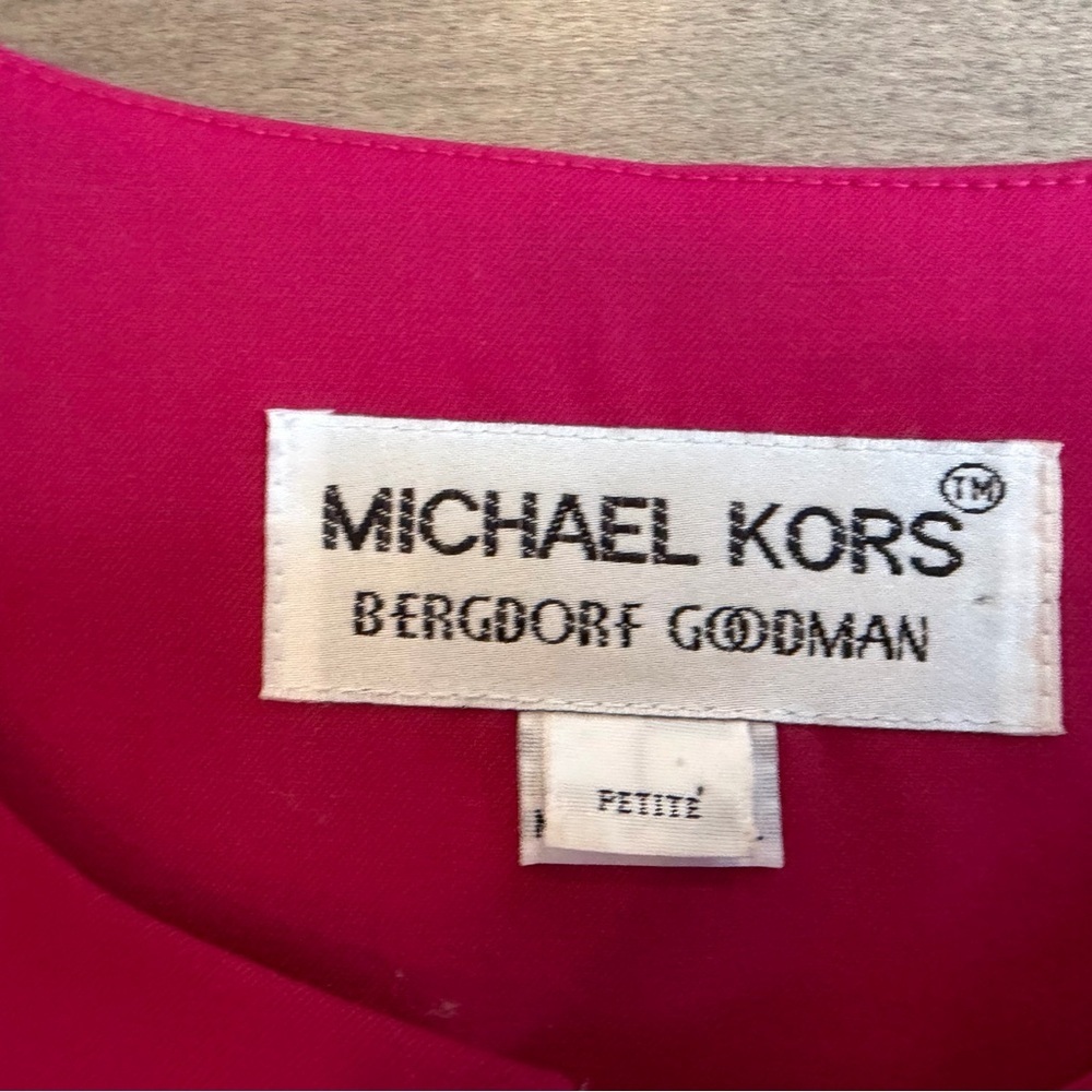 Michael Kors Bergdorf Goodman Fuchsia Cape Wool Dress size PL - Picture 3 of 7